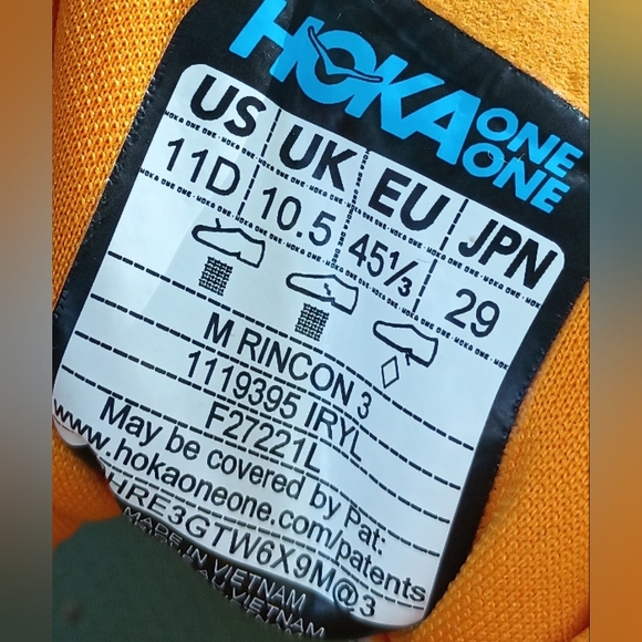 Hoka One One Rincon 3 1119395 IRYL Illuminating Radiant Yellow Shoes 11.5 - Picture 3 of 6